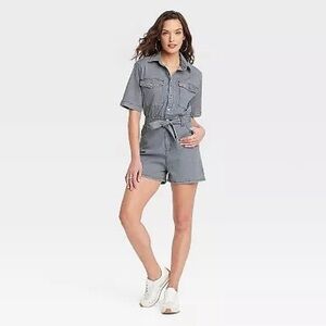 Women's Short Sleeve Denim Jumpsuit - Universal Thread Blue 10